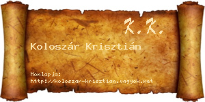 Koloszár Krisztián névjegykártya